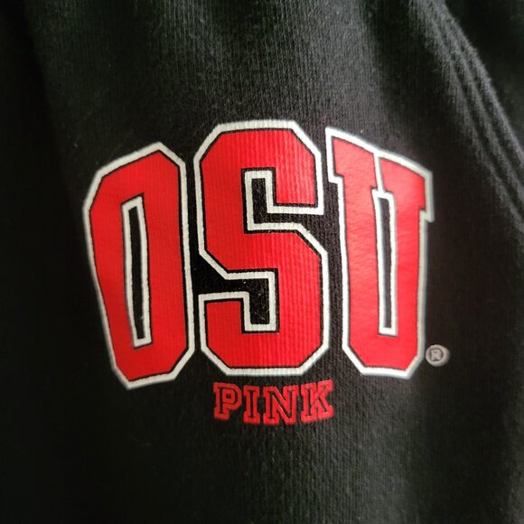 Victoria Secret Pink OSU Joggers Black Striped Fleece Womens Large Ohio State - Picture 4 of 6